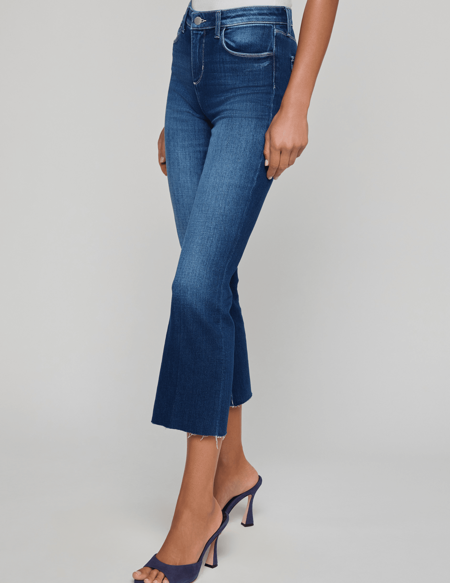 Side view of L’AGENCE Kendra high rise flare jeans
