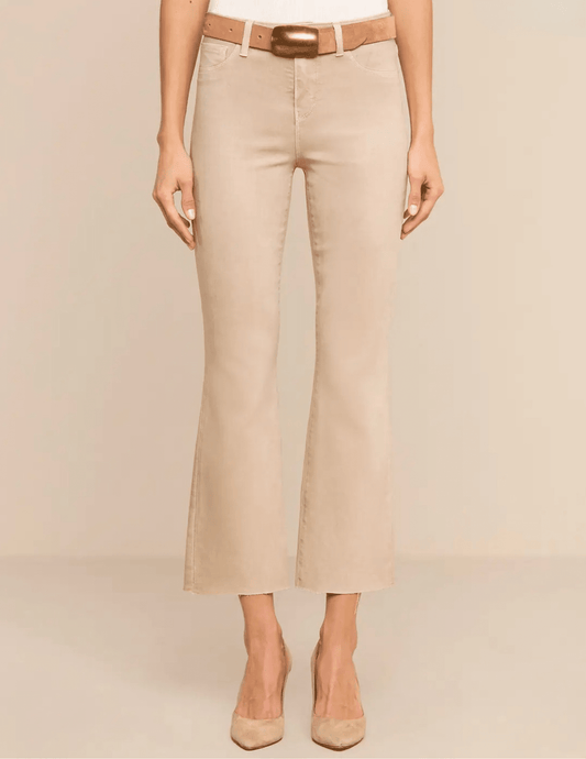 Front view of L'AGENCE Kendra High Rise Cropped Coated Jean in Antique Birch