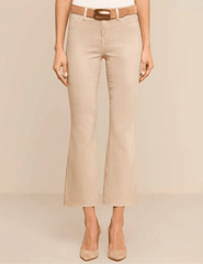 Front view of L'AGENCE Kendra High Rise Cropped Coated Jean in Antique Birch