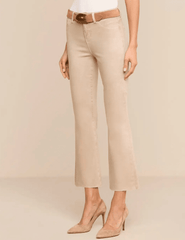 Side view of L'AGENCE Kendra High Rise Cropped Coated Jean in Antique Birch