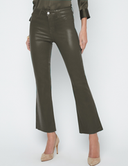 L'AGENCE Kendra High Rise Cropped Coated Jean Ash Olive front view