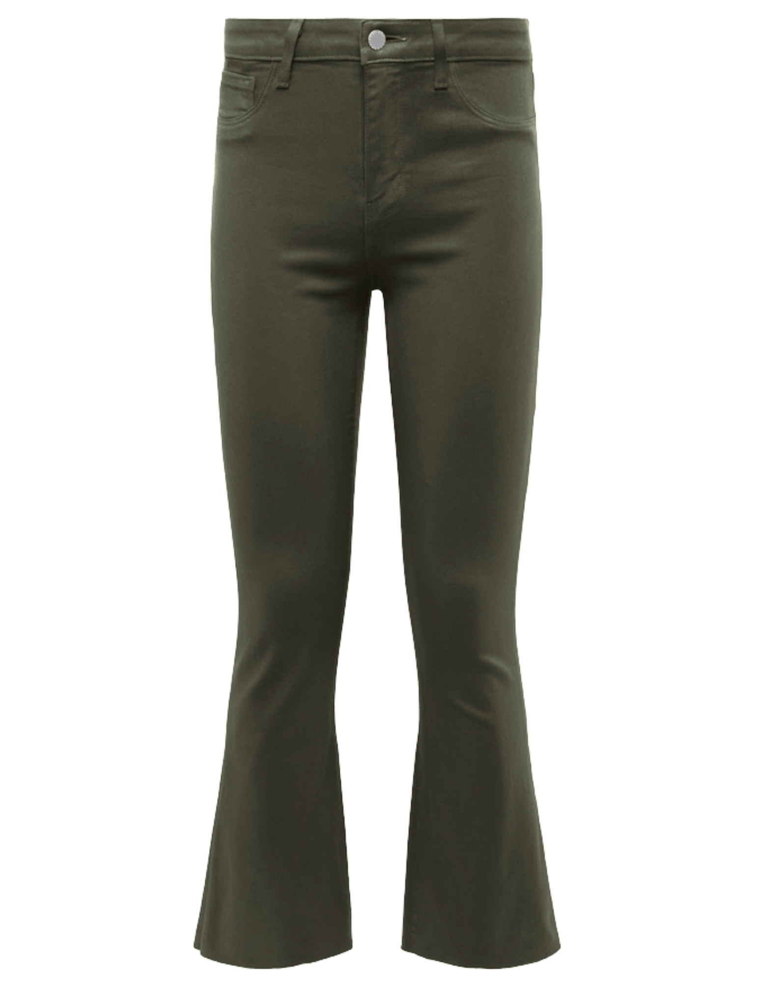 L'AGENCE Kendra High Rise Cropped Coated Jean Ash Olive