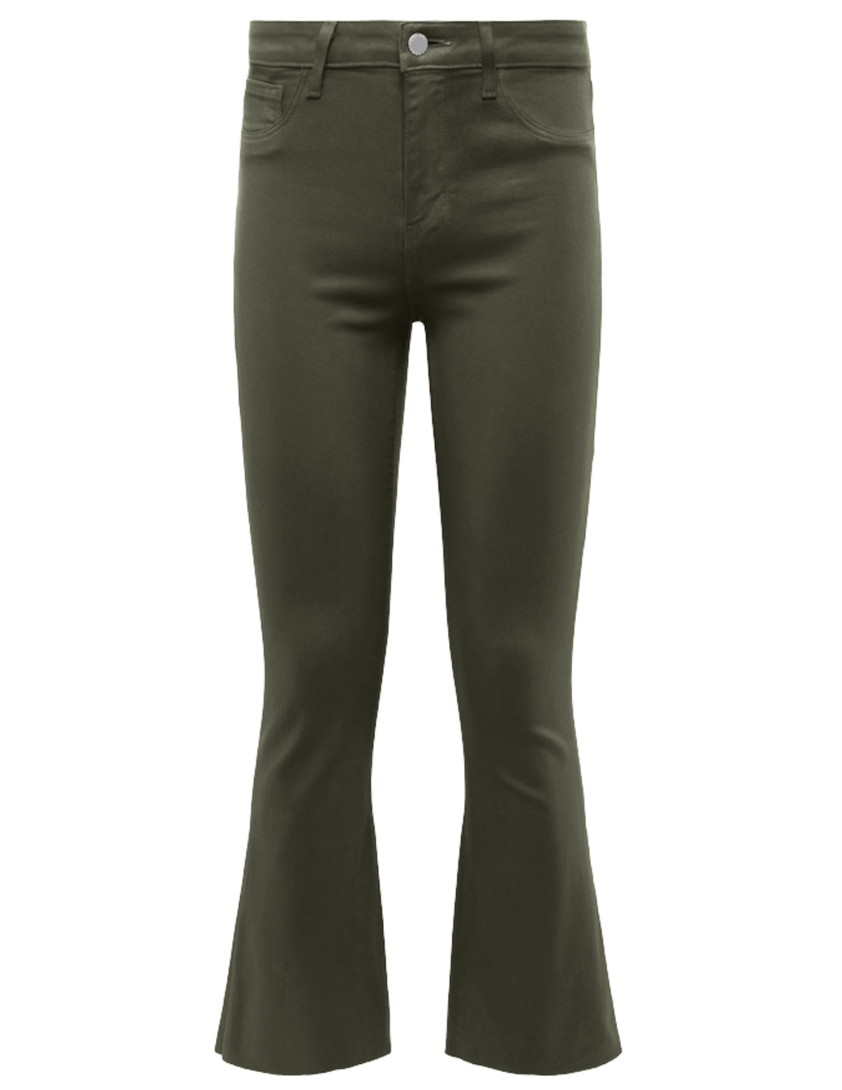 L'AGENCE Kendra High Rise Cropped Coated Jean Ash Olive