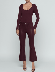 L'AGENCE Kendra High Rise Cropped Coated Jeans in Deep Sangria full body