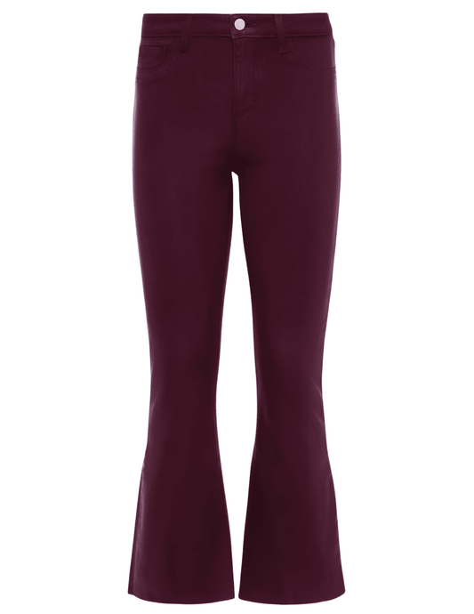 L'AGENCE Kendra High Rise Cropped Coated Jeans in Deep Sangria