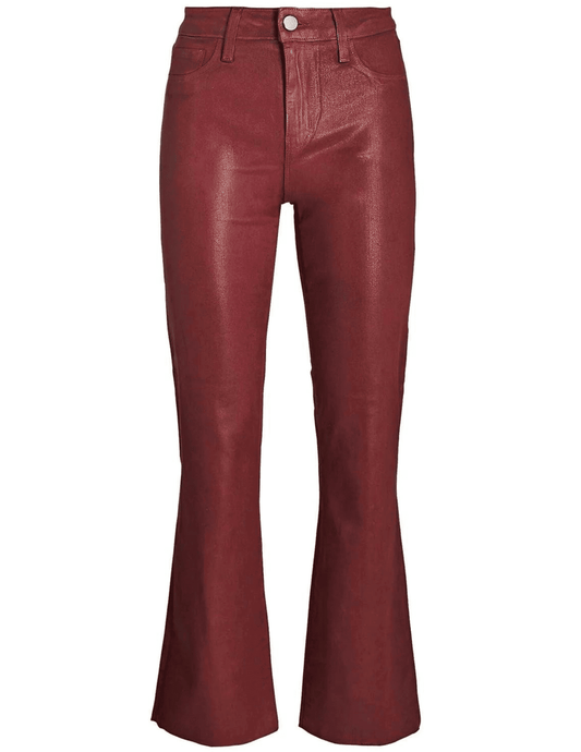 L'Agence Kendra high rise cropped coated jeans in Syrah Coated front view
