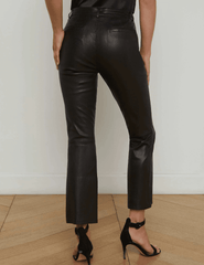 Back view of L’AGENCE Ketra Bootcut Trouser in Black with cropped hem.