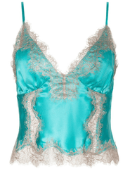 L'AGENCE Kimber Lace Insert Camisole in cyan and cappuccino silk