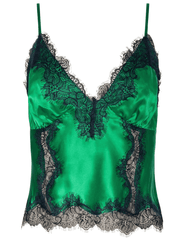 L’AGENCE Kimber silk camisole green with lace 