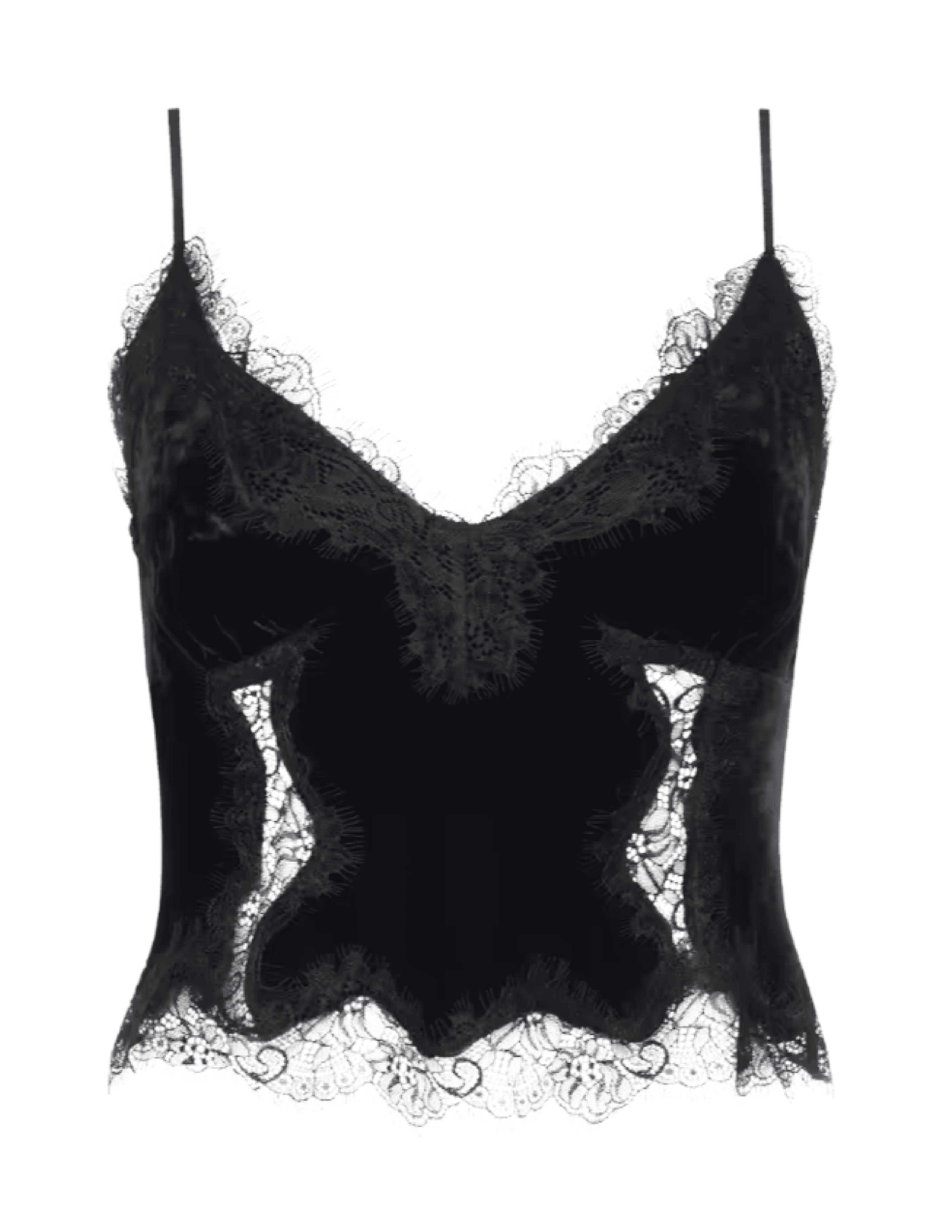 L'AGENCE Kimber Velvet Lace Camisole in Black