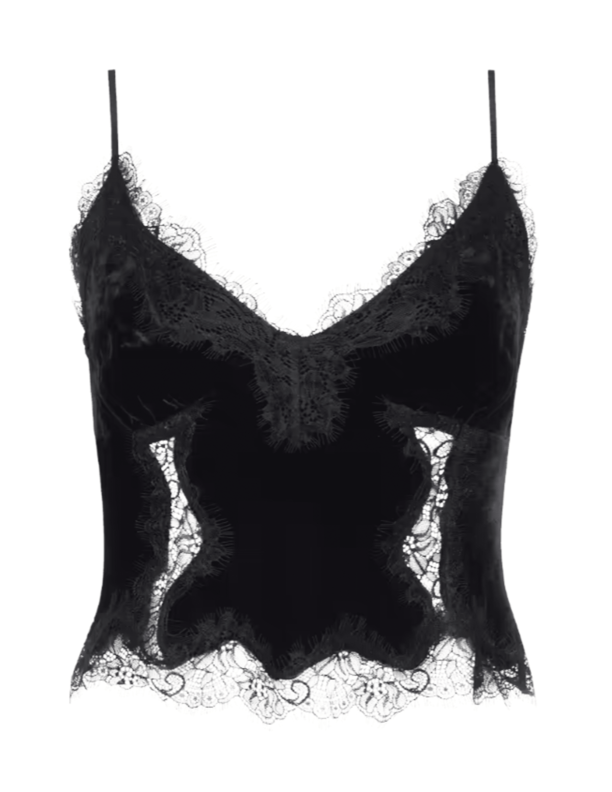 L'AGENCE Kimber Velvet Lace Camisole in Black