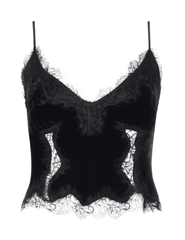 L'AGENCE Kimber Velvet Lace Camisole in Black