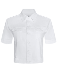 L’Agence Kirstie cropped denim shirt jacket blanc white