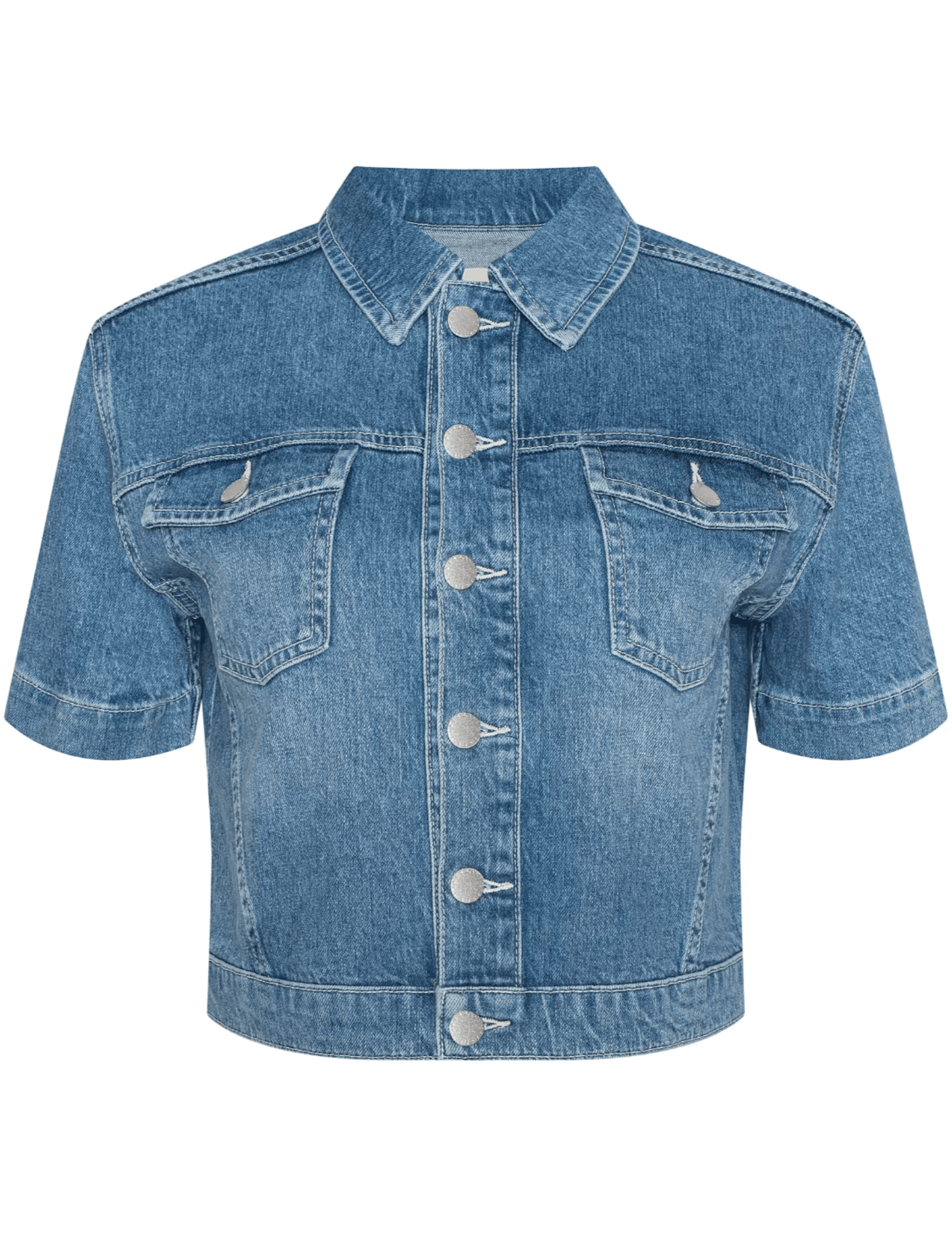 L'AGENCE Kirstie cropped denim shirt jacket in Calabasas wash