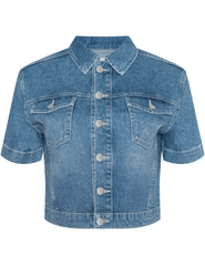 L'AGENCE Kirstie cropped denim shirt jacket in Calabasas wash