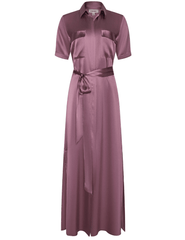 L’AGENCE Klement silk shirt dress in dusty orchid front view