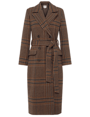 L’AGENCE Kolina Long Coat in brown houndstooth plaid