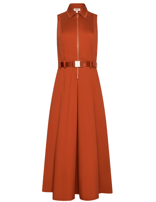L'AGENCE Kolton sleeveless midi dress in Sienna with belted waist