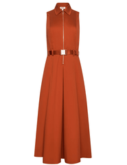 L'AGENCE Kolton sleeveless midi dress in Sienna with belted waist