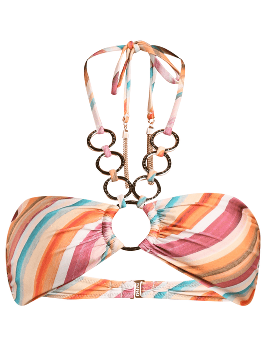 L’AGENCE Krysta bandeau bikini top in multi watercolor stripe