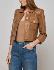 L'Agence - L'AGENCE Kumi Cropped Leather Jacket - Buy Online