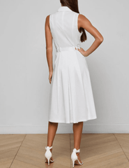 L’AGENCE Kylo sleeveless shirt dress in white back view