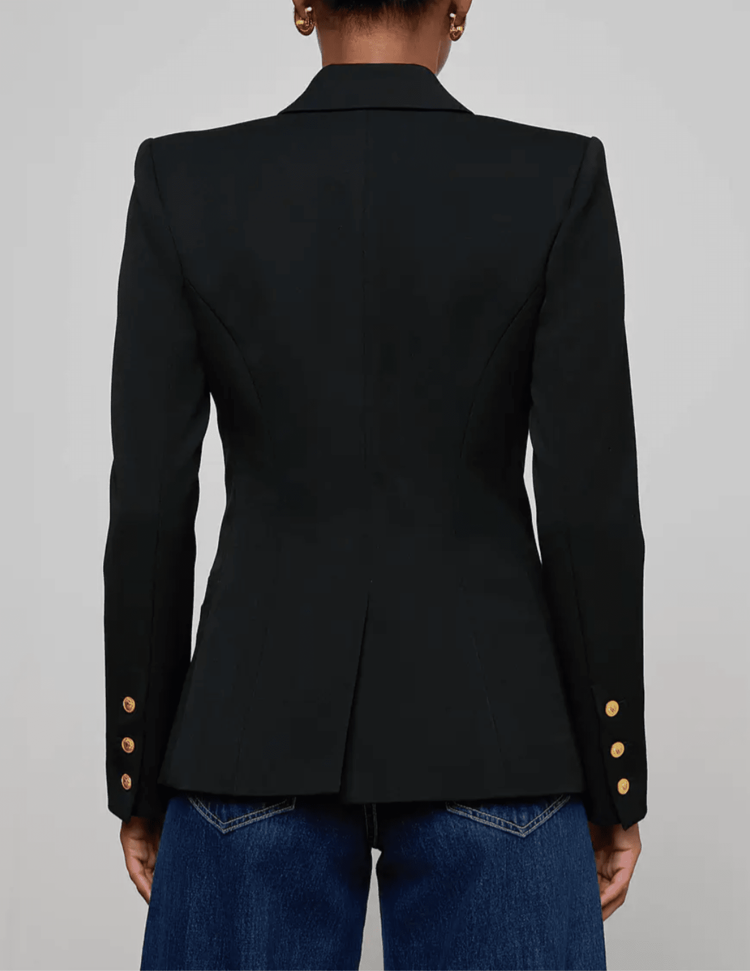 Back view of L'AGENCE Kyomi Double Breasted Blazer in Black