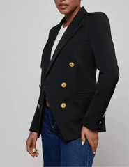 Side view of L'AGENCE Kyomi Double Breasted Blazer in Black