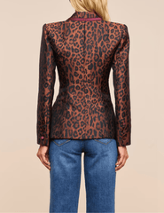 Back view of L'AGENCE Kyomi Leopard Double Breasted Blazer