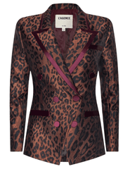 L'AGENCE Kyomi Leopard Double Breasted Blazer