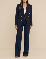 L'AGENCE Kyomi Double Breasted Blazer in Midnight full body