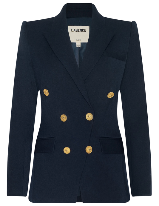L'AGENCE Kyomi Double Breasted Blazer in Midnight