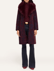 Front view of L’AGENCE Laney Jacquard Coat in Deep Sangria Midnight