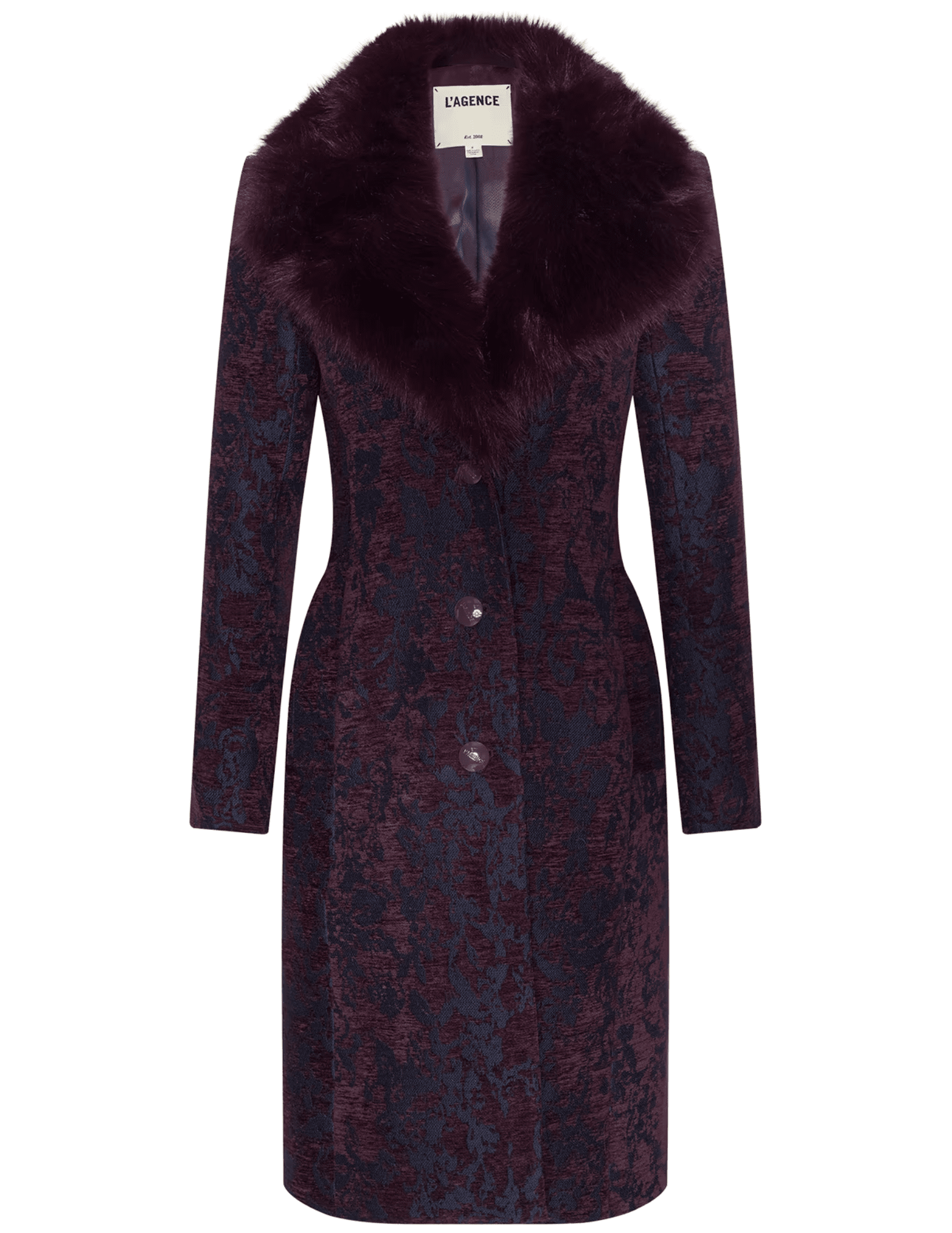 L’AGENCE Laney Jacquard Coat in Deep Sangria Midnight