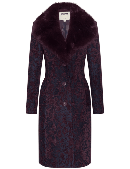 L’AGENCE Laney Jacquard Coat in Deep Sangria Midnight