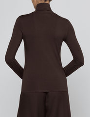 Back view of L'AGENCE Lani Turtleneck Top in Dark Java