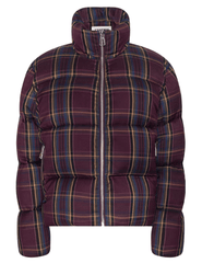 L'AGENCE Larsa Burgundy Plaid Oversized Puffer Jacket