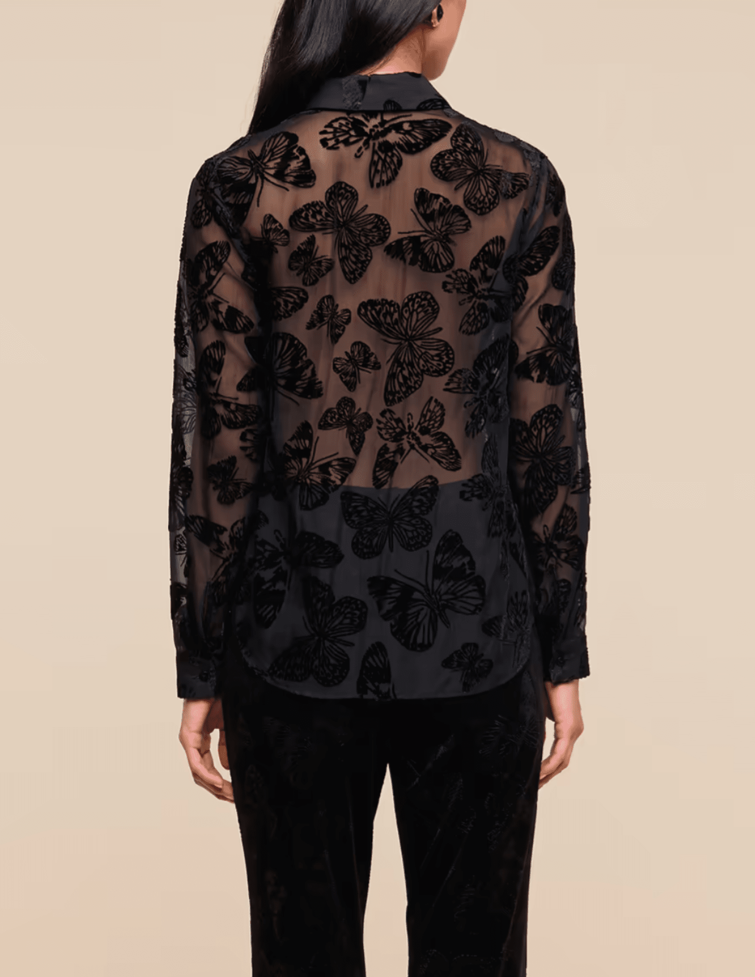 Back view of L’AGENCE Laurent Butterfly Burnout Blouse
