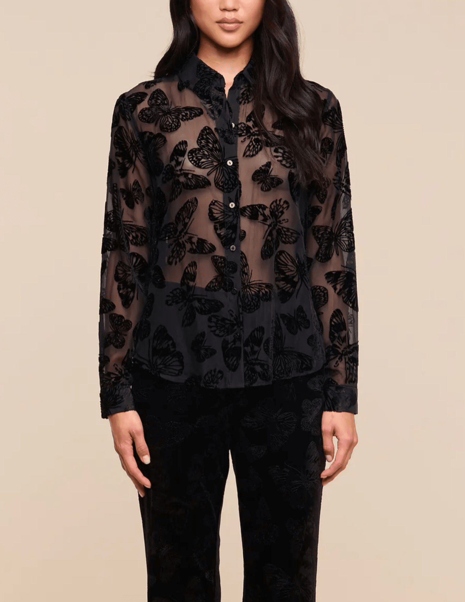 Front view or view of L’AGENCE Laurent Butterfly Burnout Blouse