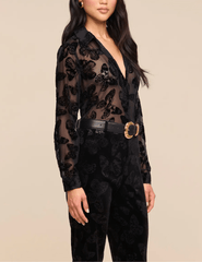 Side view of L’AGENCE Laurent Butterfly Burnout Blouse