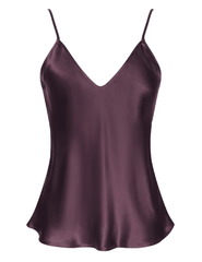 L'AGENCE Lexi silk camisole in Deep Sangria featuring a V-neckline, adjustable spaghetti straps, and luxurious silk charmeuse.