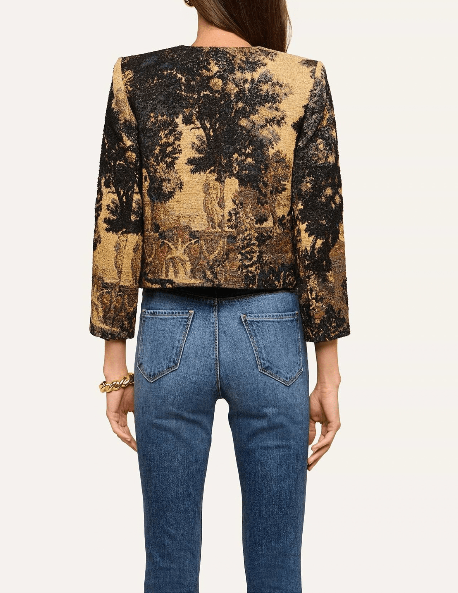 Back view of L'AGENCE Lian Multi Scenic Tapestry Jacket