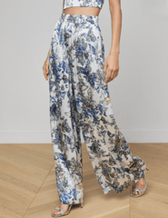 L’AGENCE Lillian silk wide leg pants butterfly print side view