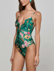 Side angle of L’AGENCE Lilou V-Wire One Piece with high-leg cut