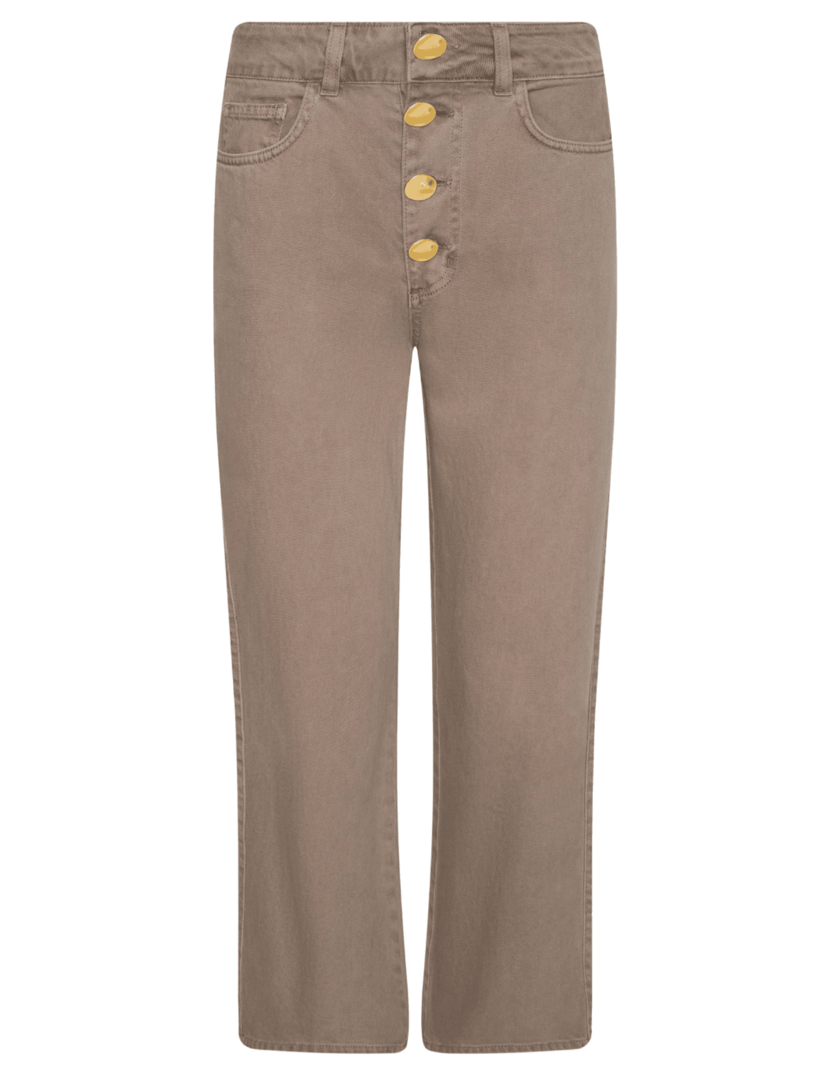 L’AGENCE Liora High Rise Cropped Jeans in Dark Cappuccino front view with gold buttons