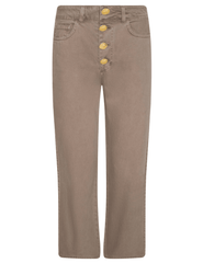 L’AGENCE Liora High Rise Cropped Jeans in Dark Cappuccino front view with gold buttons