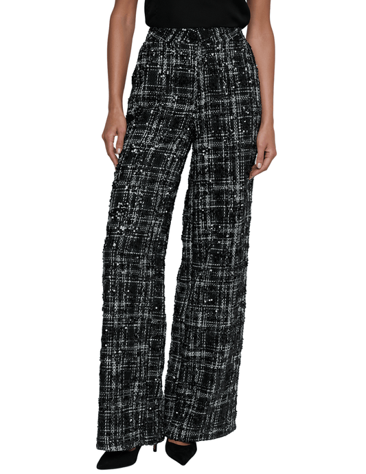 Front view of L’AGENCE Livvy Sequin Tweed Straight Leg Trouser.