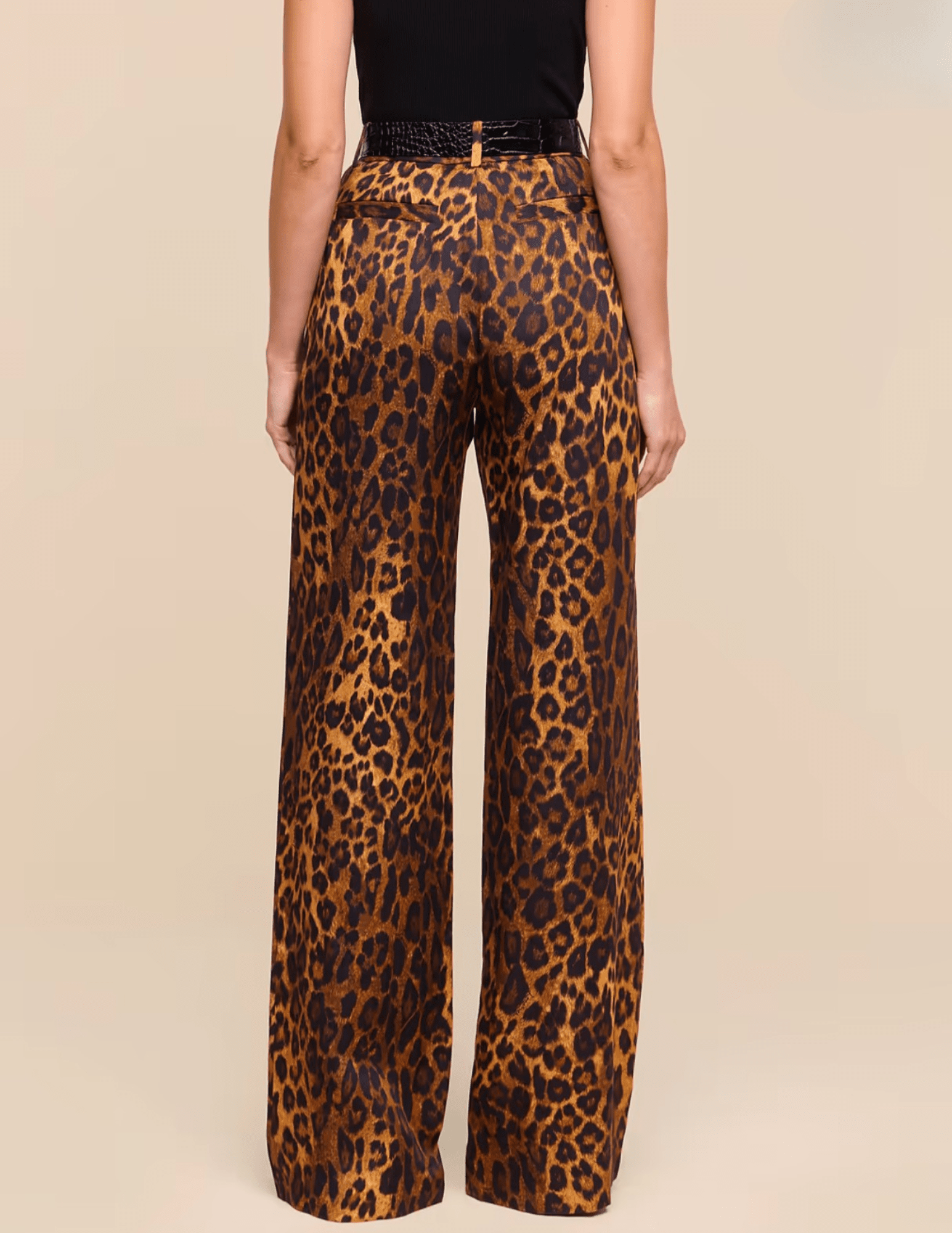 Back view of L’AGENCE Livvy Javan Leopard Straight Leg Trouser