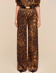 Front view of L’AGENCE Livvy Javan Leopard Straight Leg Trouser