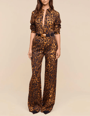 Full body view of L’AGENCE Livvy Javan Leopard Straight Leg Trouser